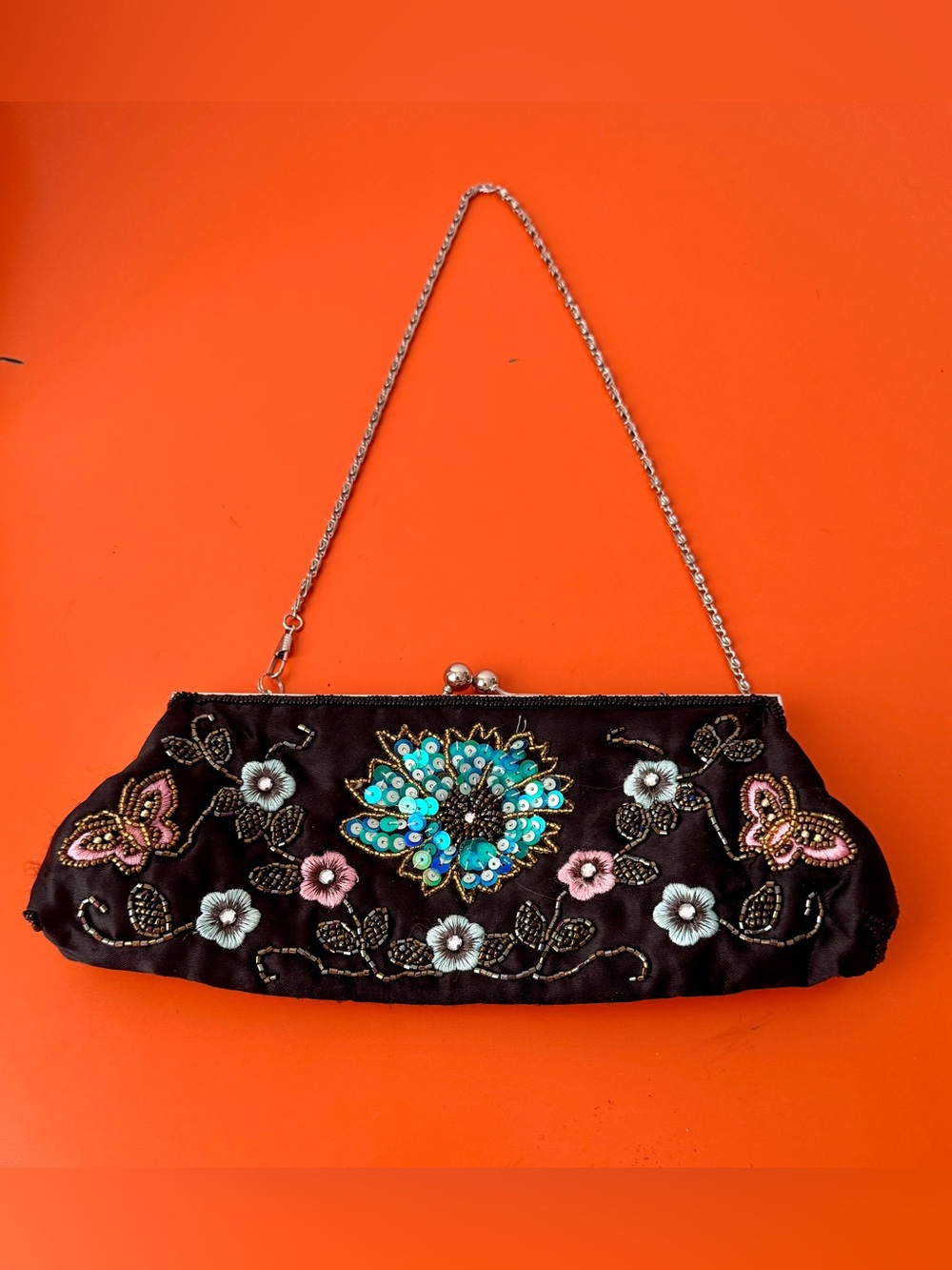 Beautiful Black Beaded Evening Bag, Lovely! - Picture 1 of 4
